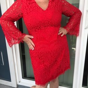 Red lace cocktail dress